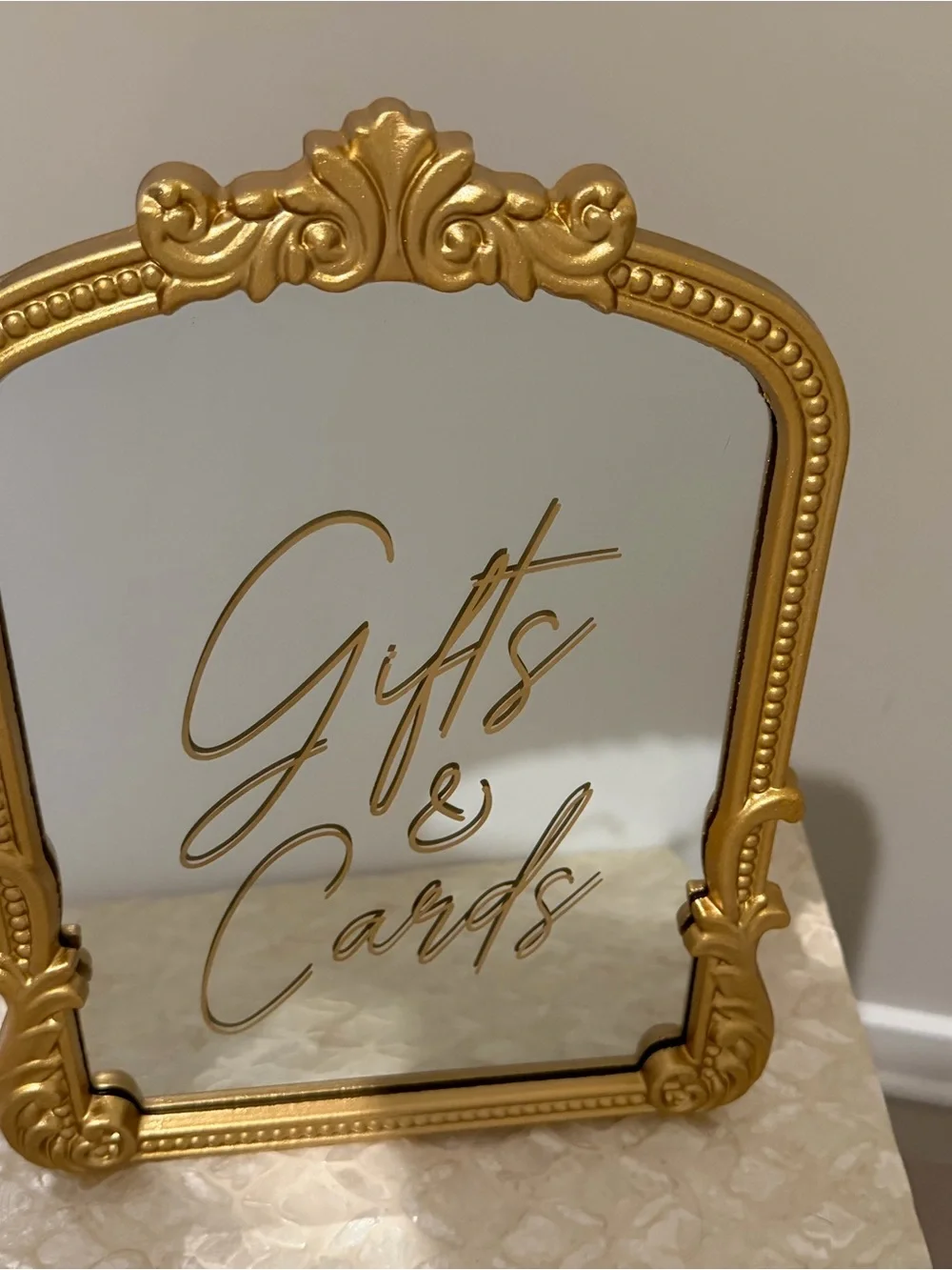 Gold Ornate Double Mirror Sign - Gifts & Cards / Favors